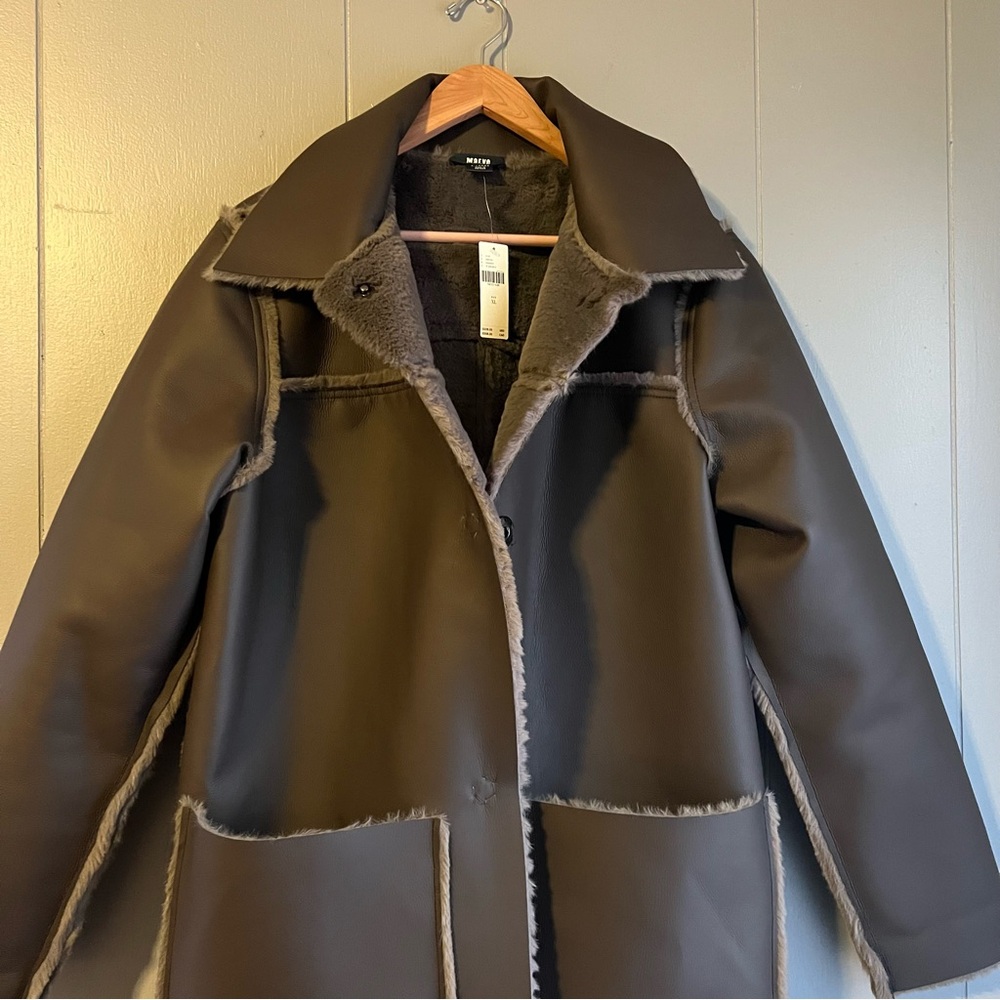 Anthropologie Brown Trench Coat with Tailored Fit and High Collar - Picture 8 of 11